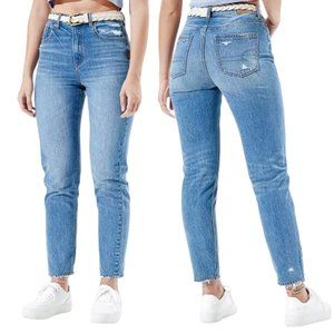 American Eagle Mom Jean in Blue Path Medium Wash Denim Jeans Size 10 Long